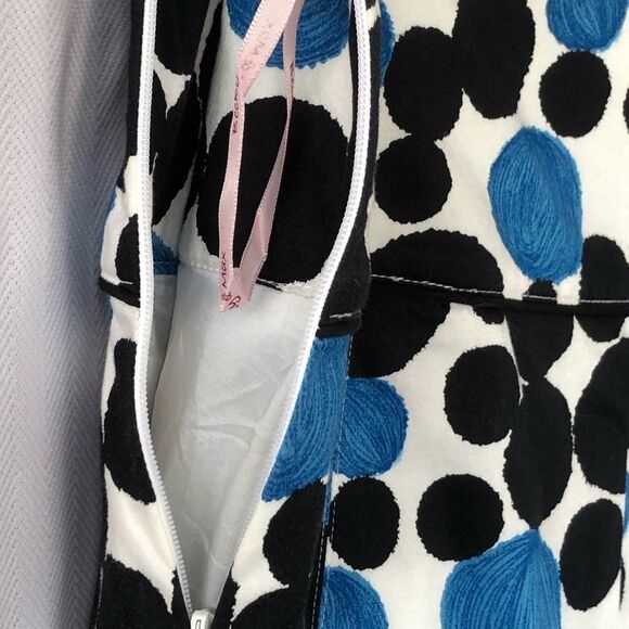 Becky & Max White Cotton Skirt W/Black & Blue Design Box Pleats 10 - Picture 5 of 7